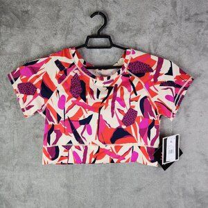Womens J. Dow Fitness Active Crop Top short sleeve Geometric multicolor Size XL